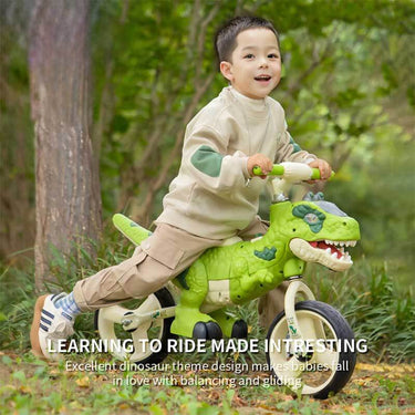 Dino bicicleta sin pedales para niños pequeños – bicicleta T-Rex resistente con manillar ajustable